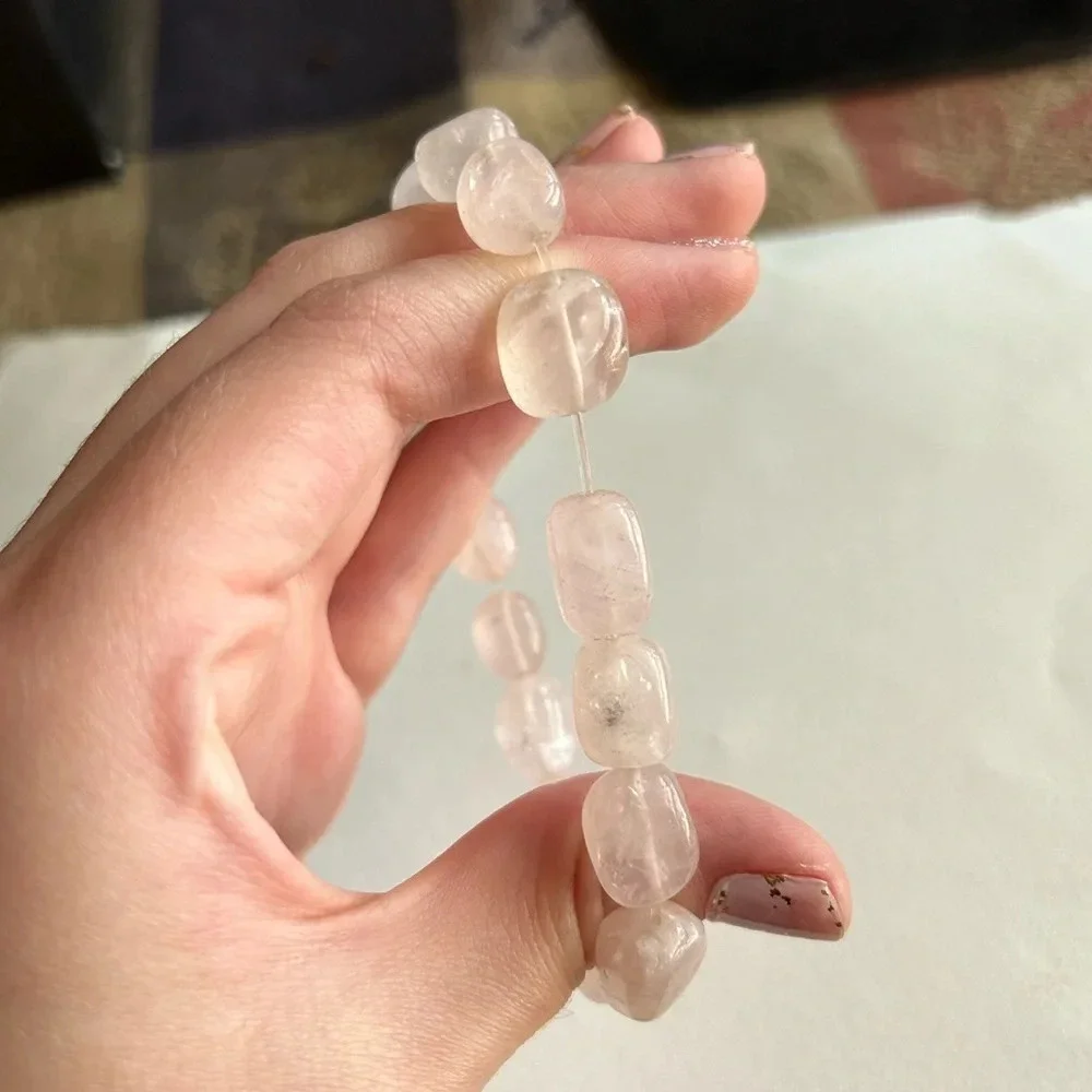 3/$20 Cute Pink Rose Quartz Gemstone Crystal Beaded Thin Elastic Bracelet